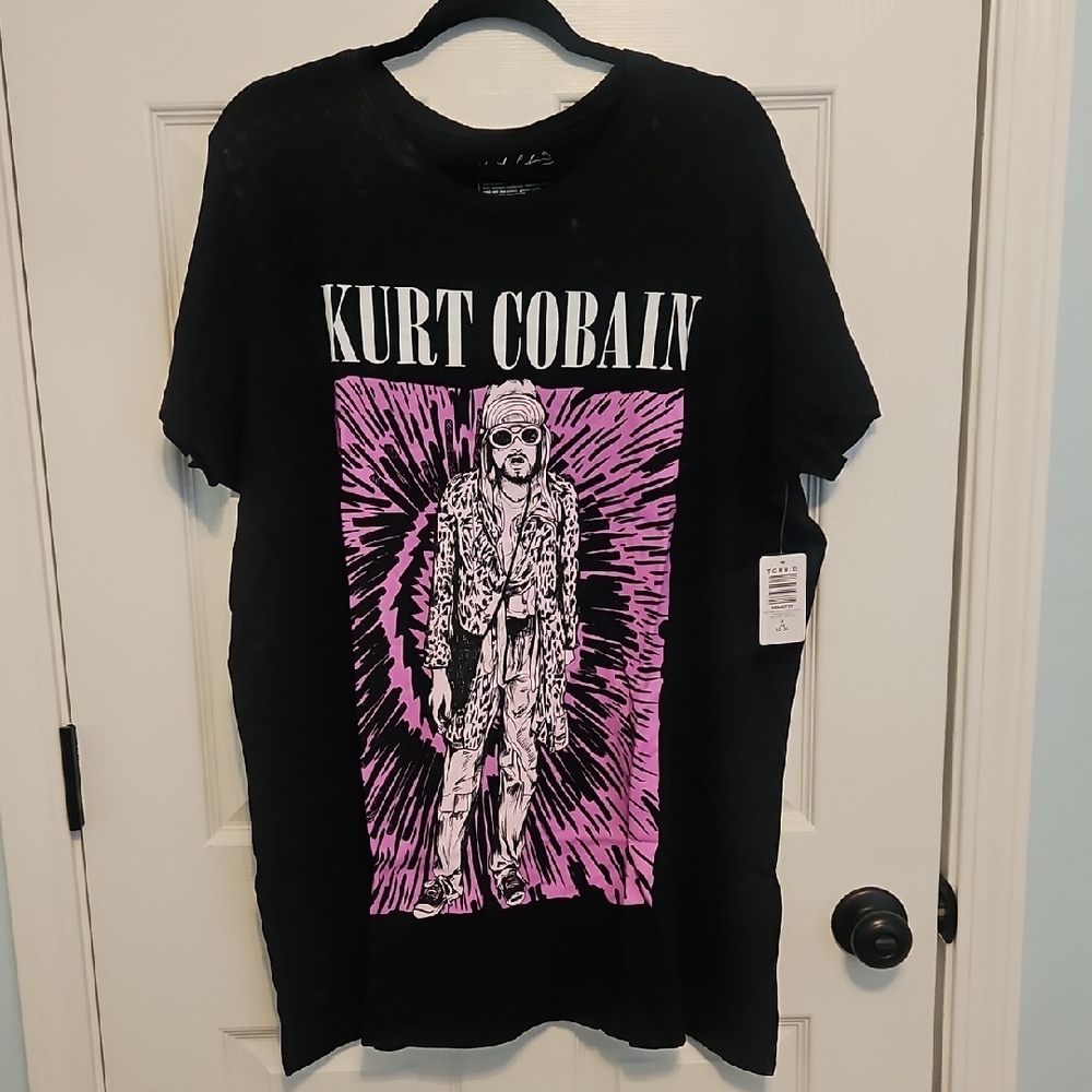 Torrid Kurt Cobain Black & Pink Graphic T-Shirt Size 3x